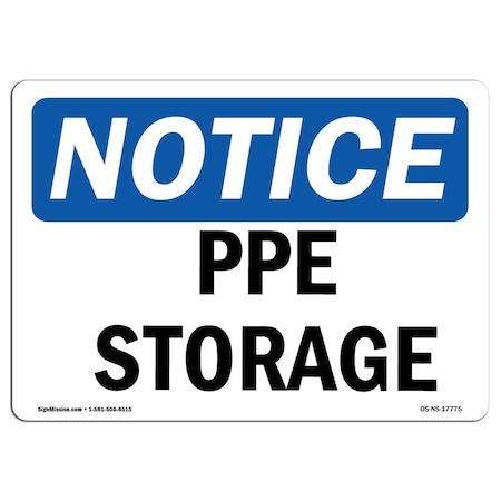 OSHA Notice Sign, PPE Storage, 24in X 18in Decal